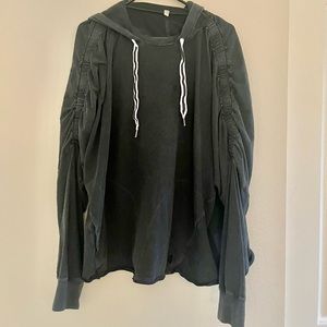 Fp movement charcoal gray oversized hooded sweatshirt. Cayuga tunic sweatshirt